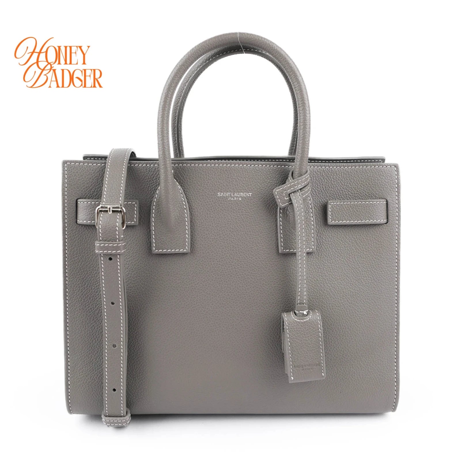Saint Laurent Classic Baby Sac De Jour Grained Leather 2WAY Bag Grey 421863