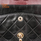Chanel Classic Double Flap Medium 25 Lambskin Black Gold Hardware Rank AB