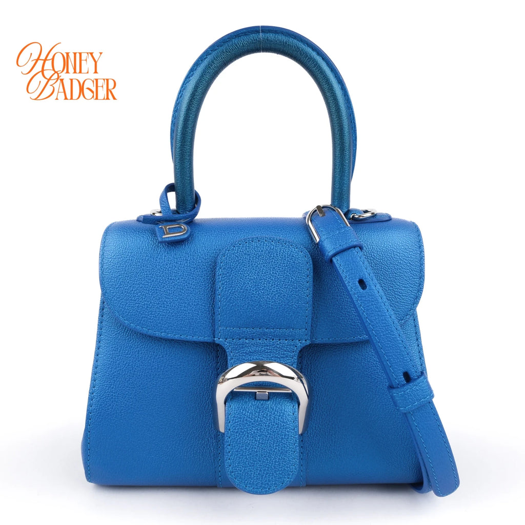 Delvaux Brillant Mini Satin Electric Calfskin 2Way Handbag Shoulder Bag Rank AB