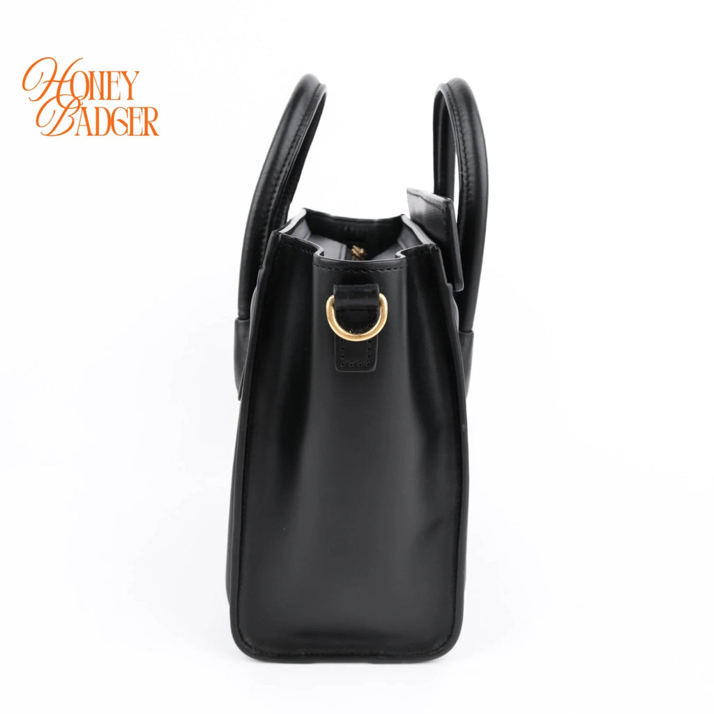 Celine Luggage Nano Black Smooth Leather Multicolor Stitch Rank A