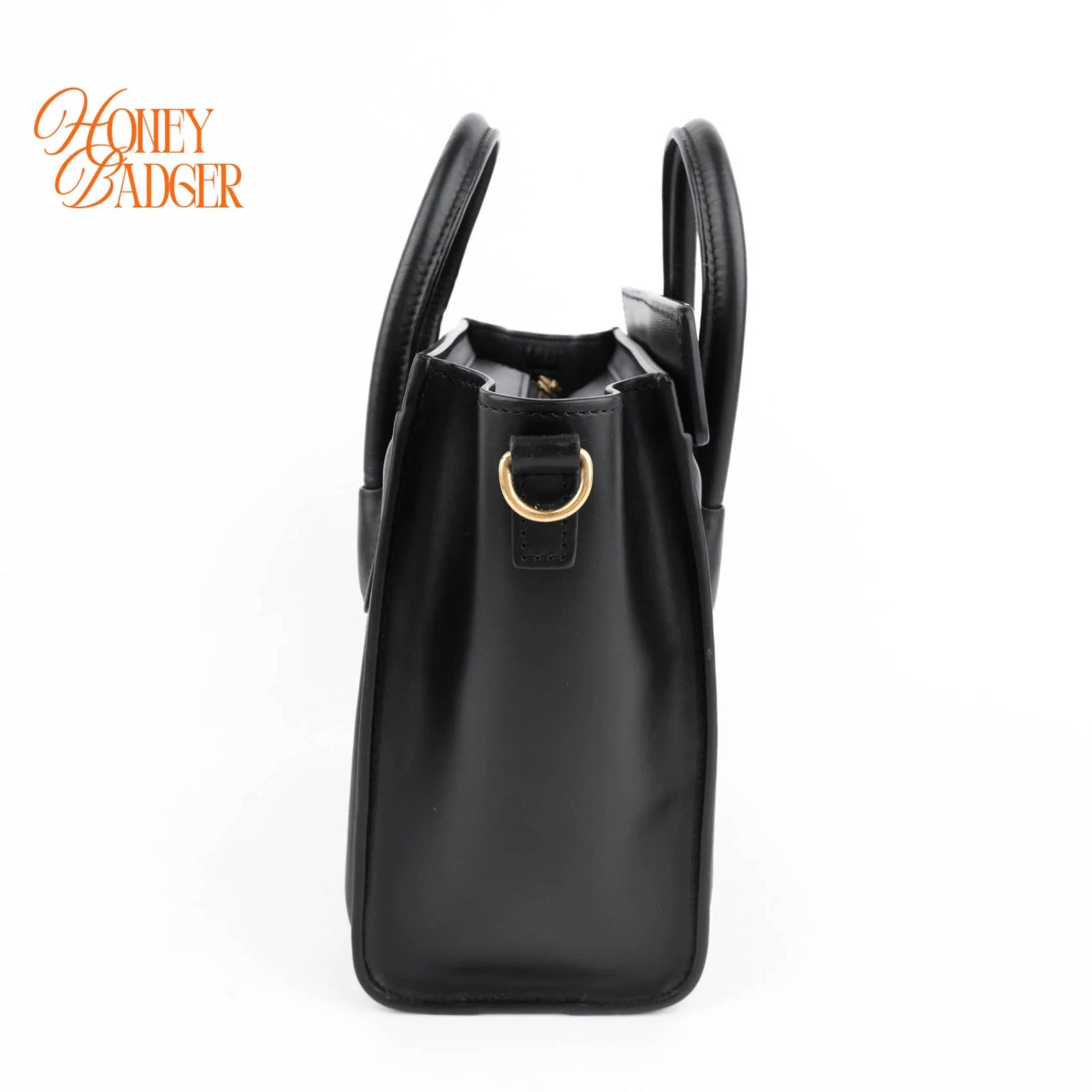 Celine Luggage Nano Black Smooth Leather Multicolor Stitch Rank A