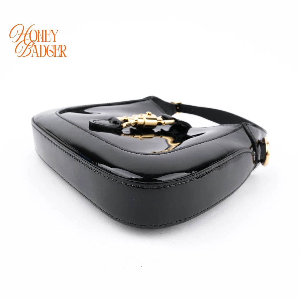 Gucci Jackie 1961 Mini Patent Leather Black Gold Hardware Rank S