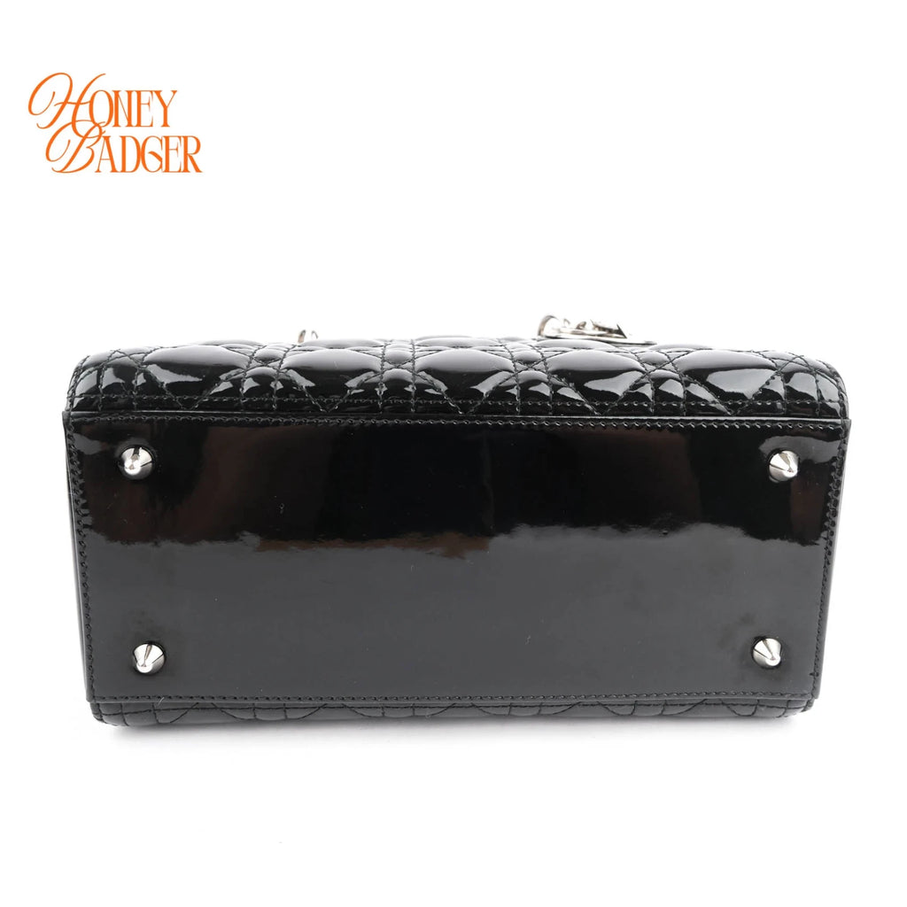 Dior Lady Dior Medium Black Patent Rank A