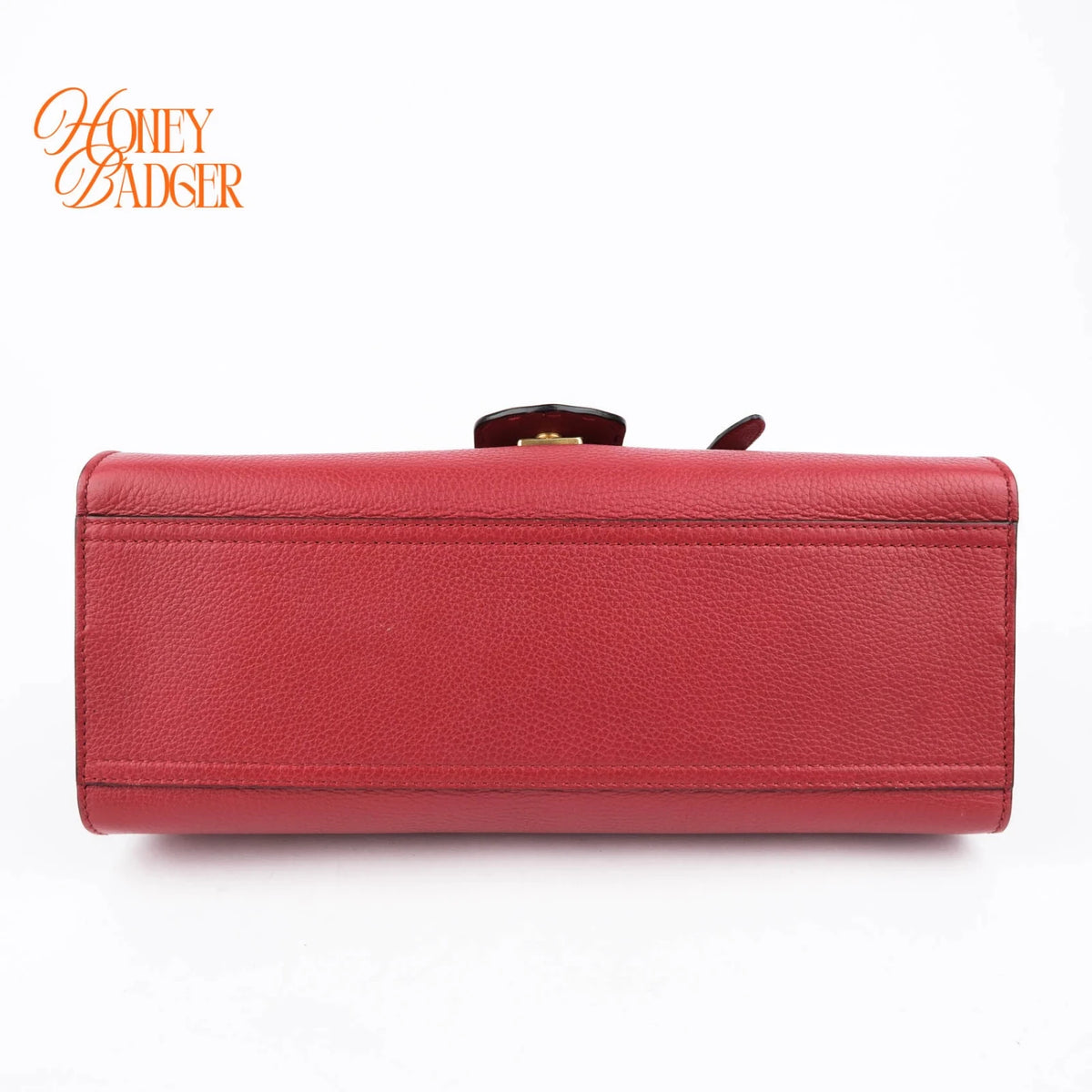 Gucci GG Marmont Small Top Handle Grained Calfskin Red Antique Gold Hardware Rank AB