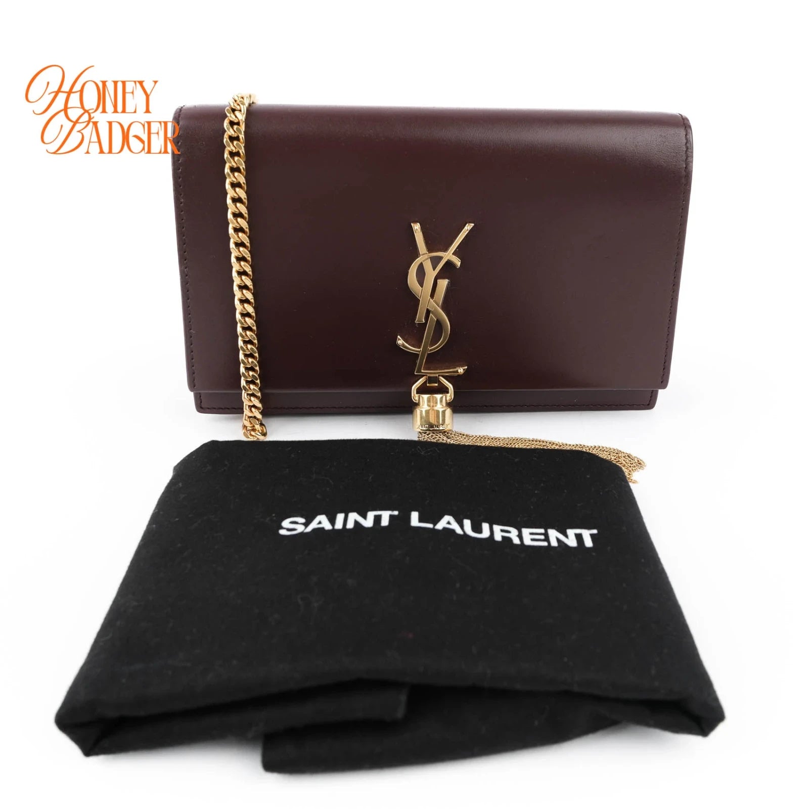 Saint Laurent Paris Kate Small Chain Shoulder Bag Bordeaux Leather Gold Hardware 452159