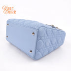 Dior Lady Dior Medium Light Blue Cannage Leather 2-Way Bag Rank B