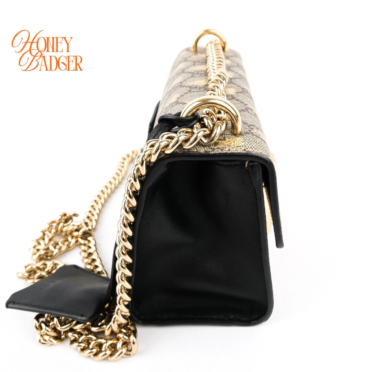 Gucci Padlock Small GG Supreme Bee Print Chain Shoulder Bag Rank A