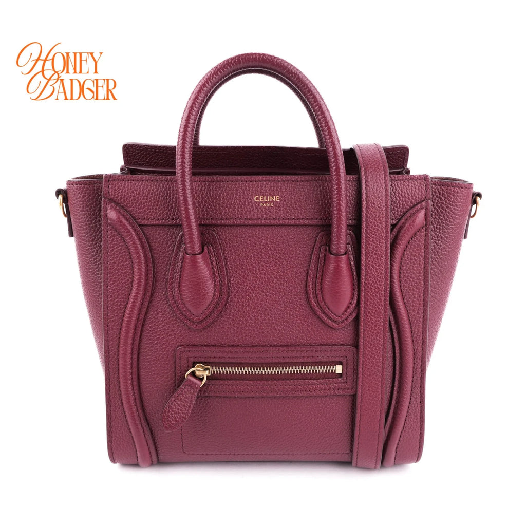 Celine Luggage Nano Red Leather Rank A