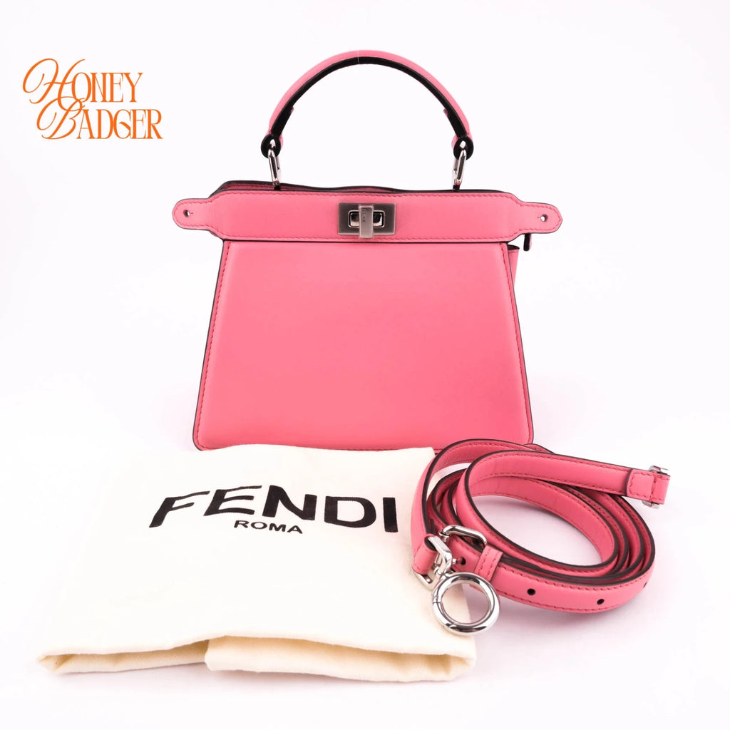 Fendi Peekaboo ISeeU Mini Leather Pink Silver Hardware Rank A