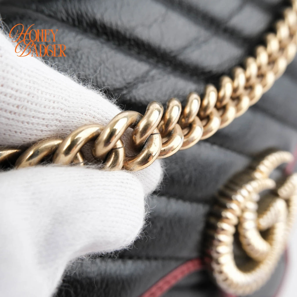 Gucci GG Marmont 26 Black Red Trim Rank A