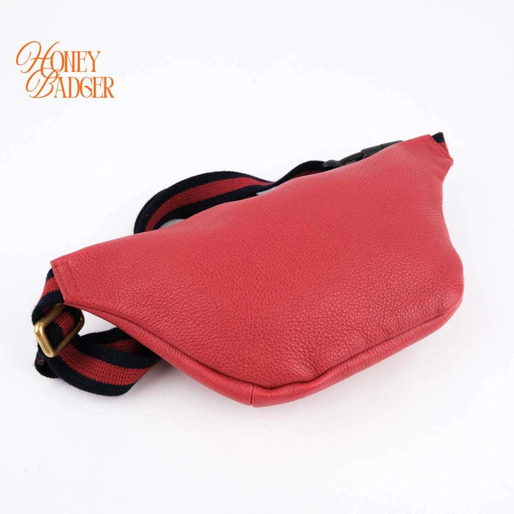 Gucci Print Belt Bag Red Leather Grade A