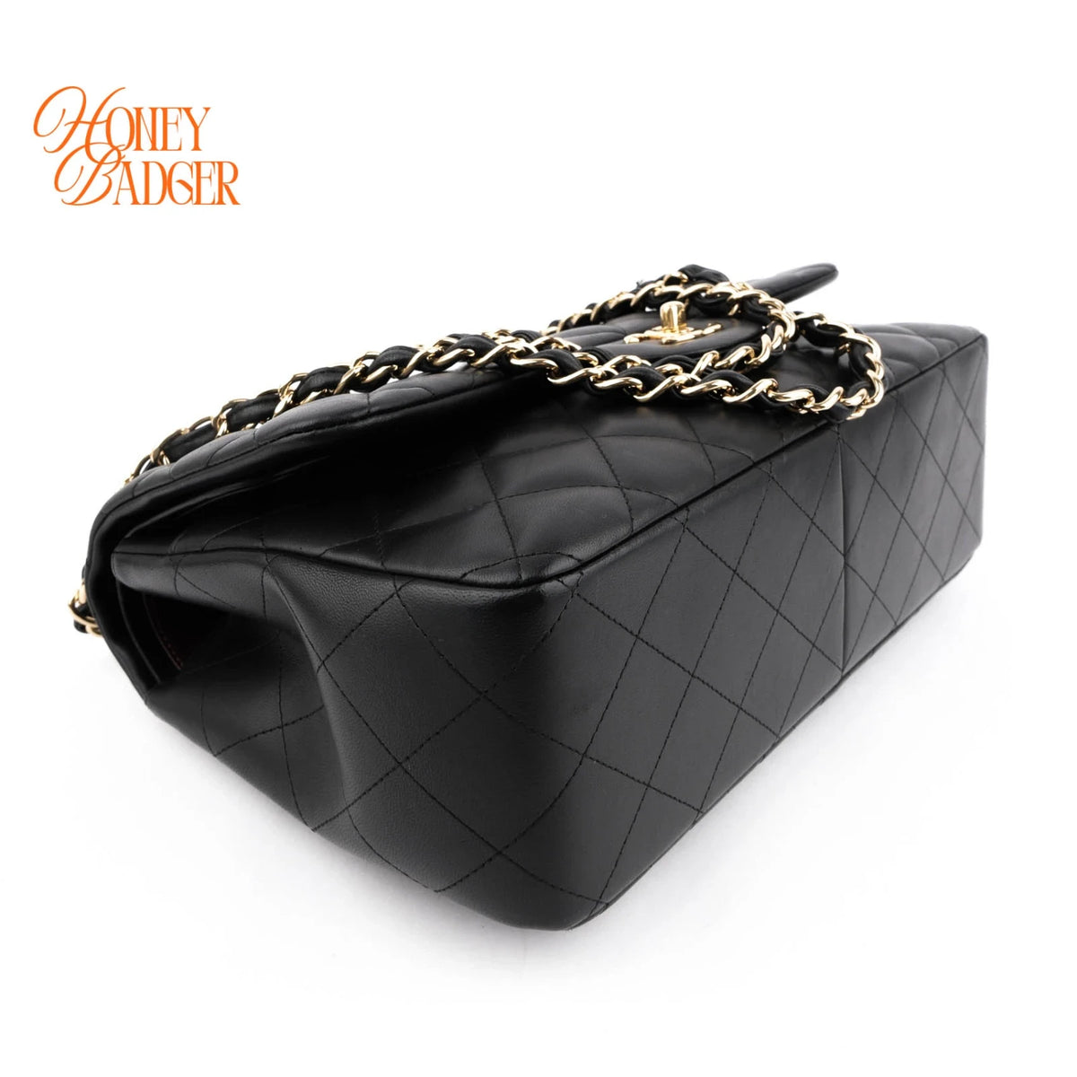 Chanel Classic Flap Jumbo Leather Black Gold Hardware Rank A