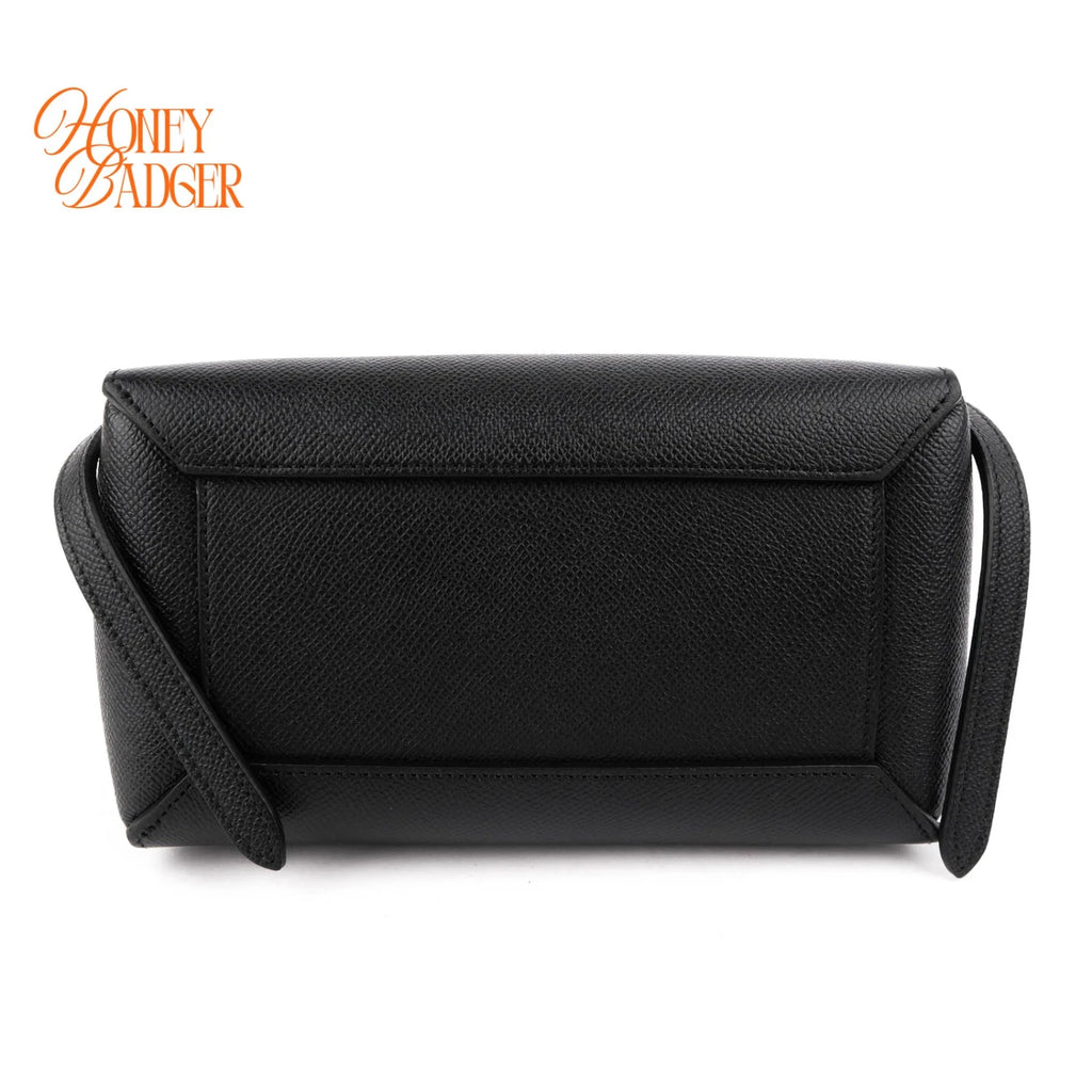 Celine Nano Belt Bag Grained Calfskin Black Gold Hardware Rank A