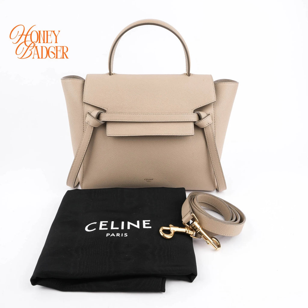 Celine Belt Bag Medium Beige Leather 2Way Handbag Rank A