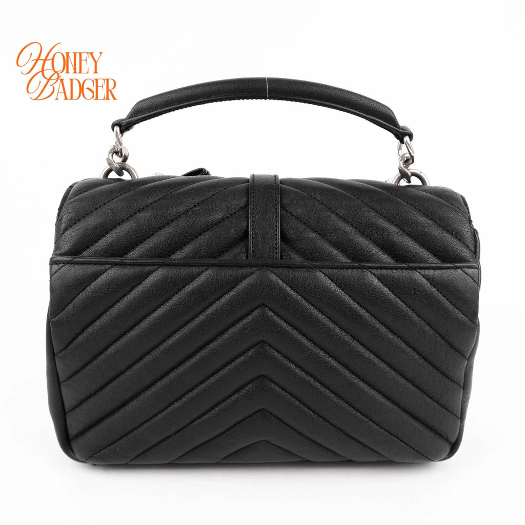 Saint Laurent College Medium in black leather with studs, Grade A condition.