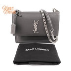 Saint Laurent Sunset Medium Grained Leather Grey Silver Hardware Rank A