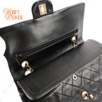 Chanel Classic Double Flap Medium 25 Lambskin Black Gold Hardware Rank AB