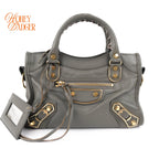 Balenciaga Giant 12 Gold Mini City Lambskin Gris Fossile Rank A