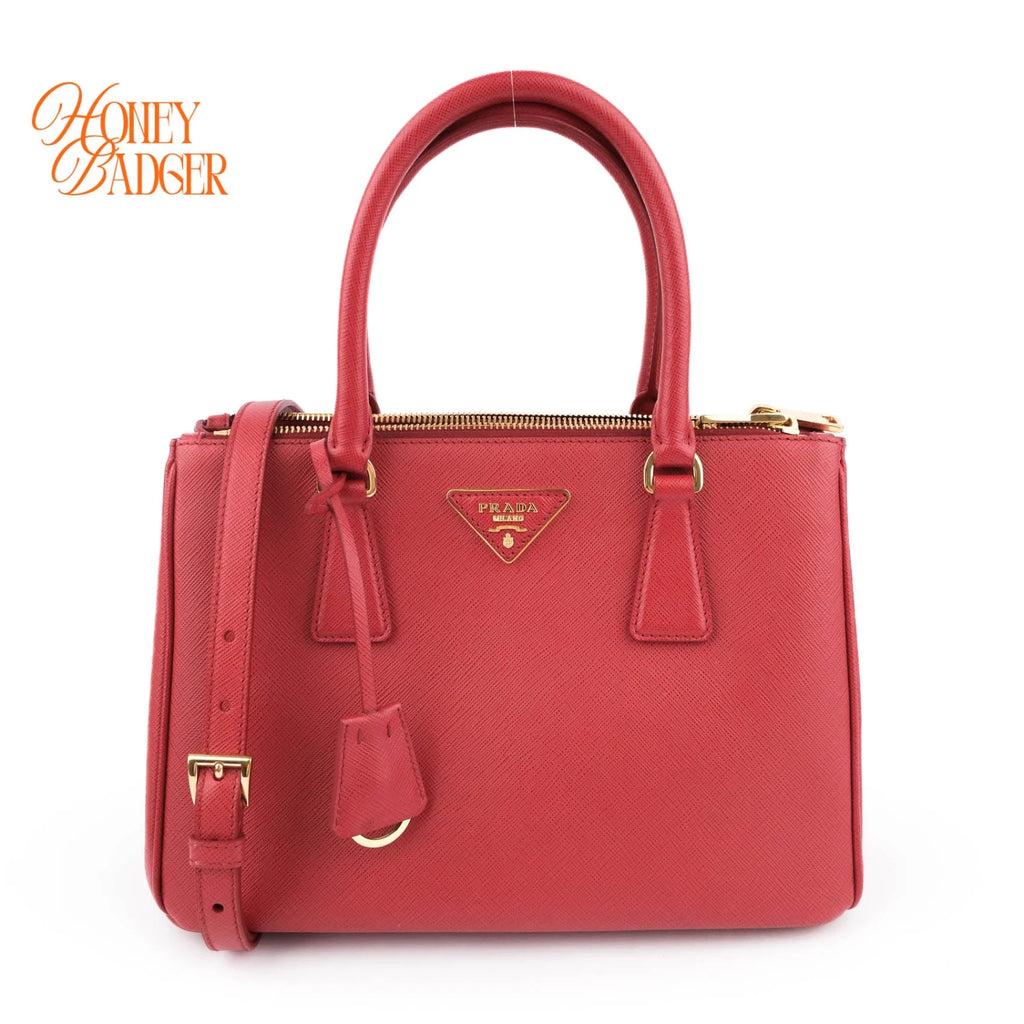 Prada Saffiano Lux Leather 2Way Handbag Red Rank A