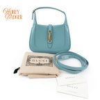 Gucci Jackie 1961 Mini Shoulder Bag Light Blue Leather Gold Hardware 2WAY Bag