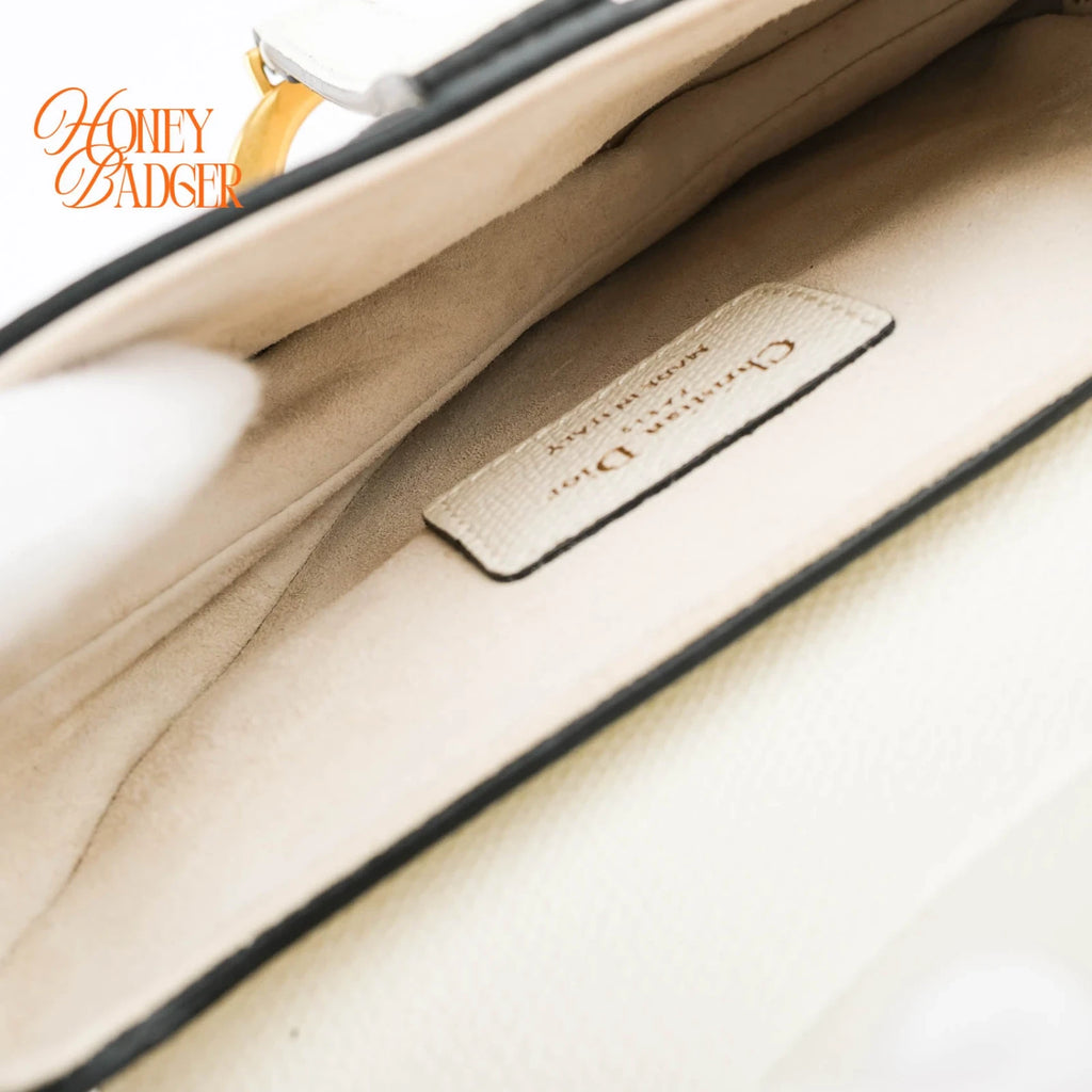 Dior Saddle Small Grain Leather White Rank A