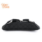 Gucci Horsebit Chain Clutch GG Canvas Black Silver Hardware Rank A