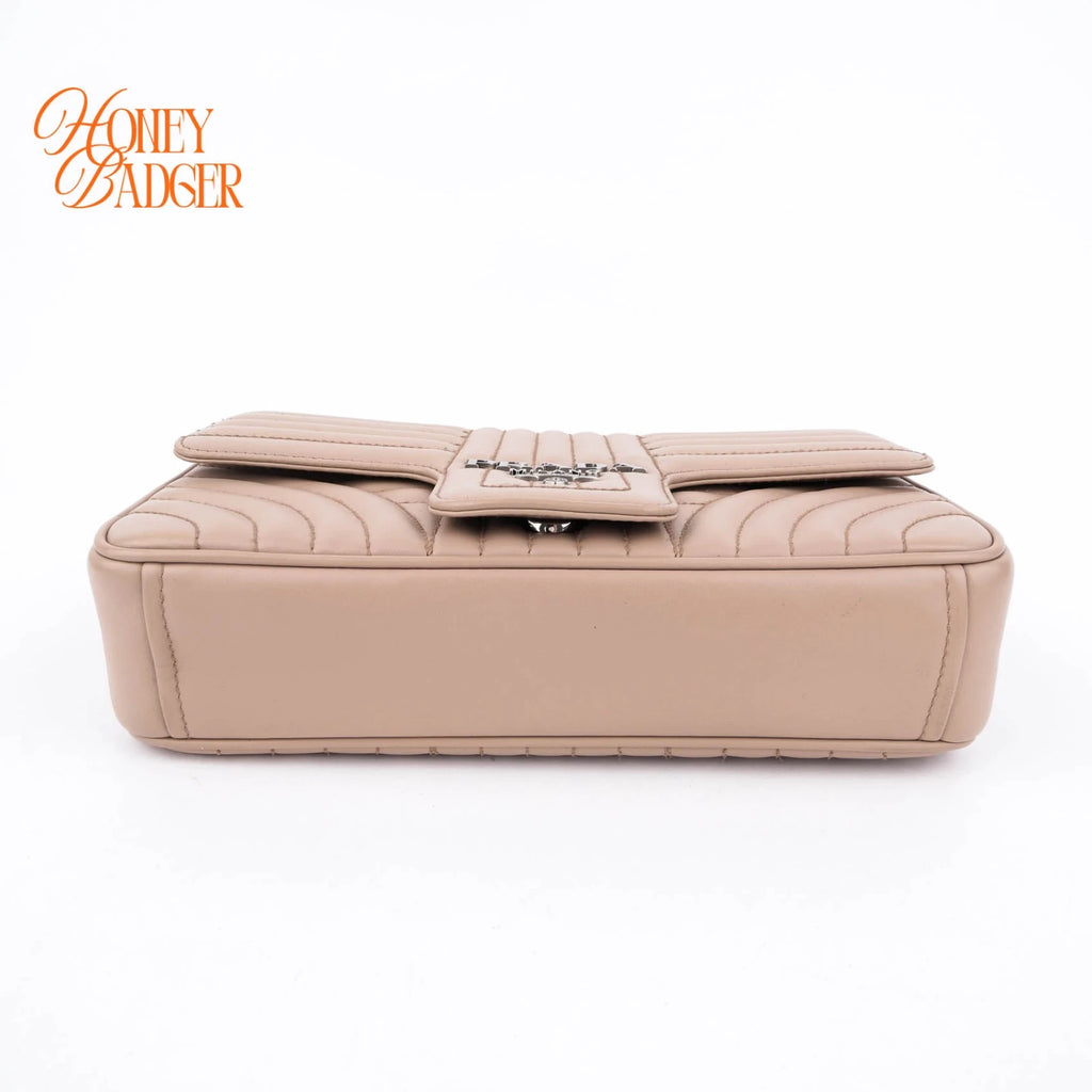 Prada Diagram Leather Shoulder Bag Pink Beige Silver Hardware Rank A