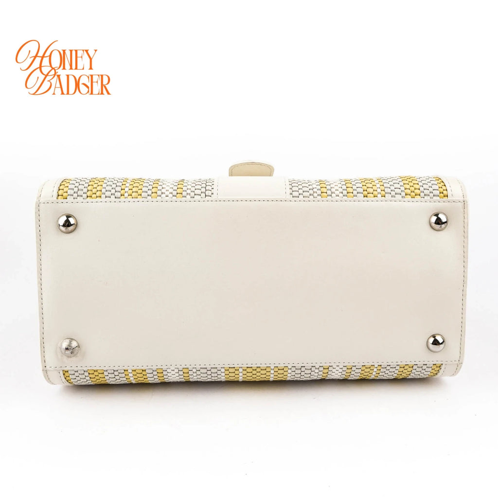 Delvaux Brillant MM Toile de Cuir Rainbow & Calf Souple Ivory Rank A
