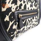 Celine Luggage Mini Shopper Leopard Print Canvas Black Calfskin Gold Hardware Rank AB