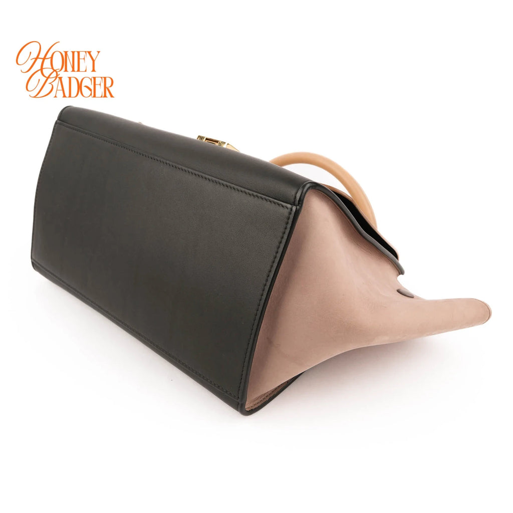 Céline Trapeze Medium Tricolor Leather Beige Black 2WAY Bag