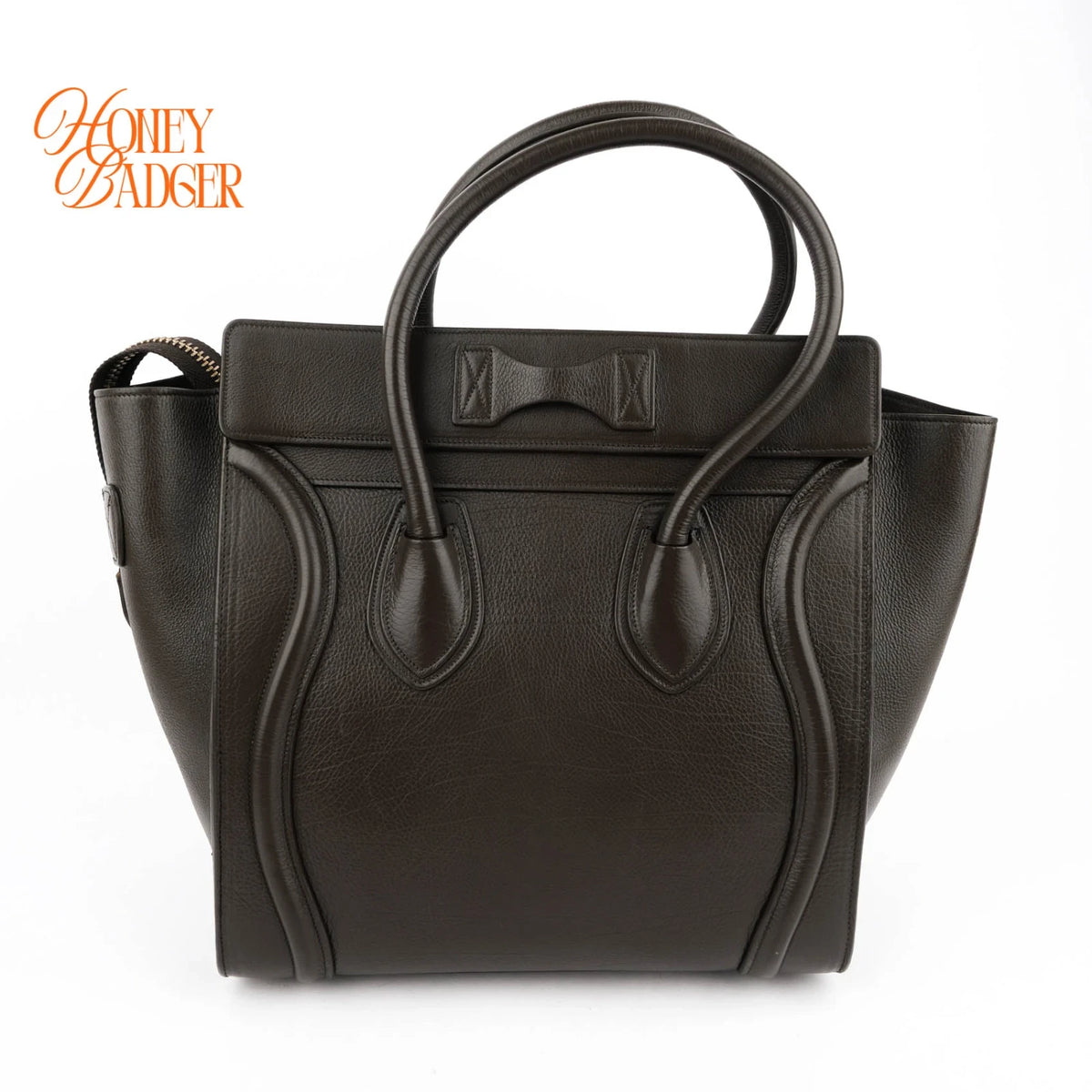 Celine Luggage Medium Grained Calfskin Brown Rank A