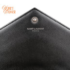Saint Laurent Classic Cassandre Chain Wallet Grain de Poudre Leather Black Matte Black Hardware Rank A