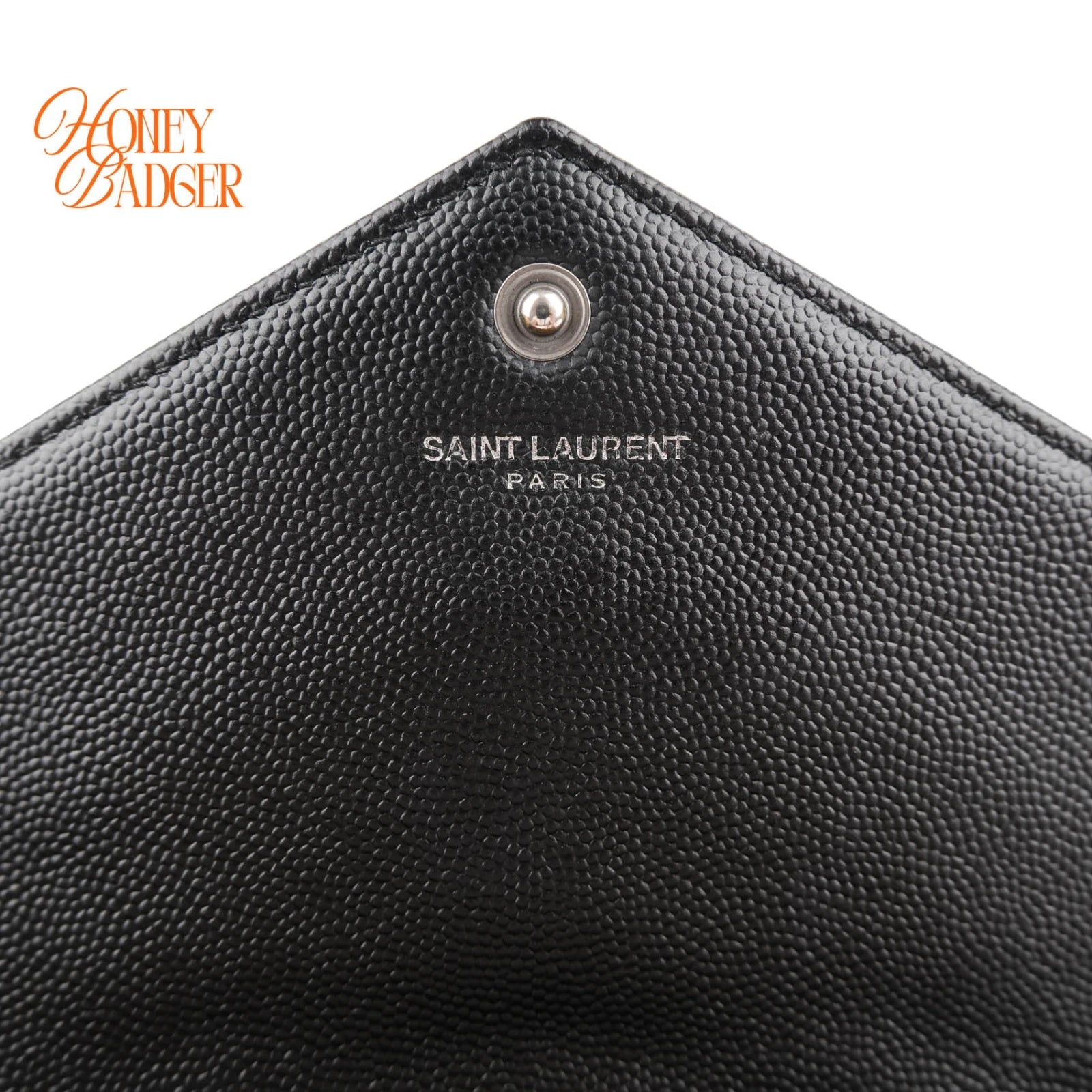 Saint Laurent Classic Cassandre Chain Wallet Grain de Poudre Leather Black Matte Black Hardware Rank A