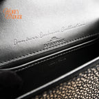 Delvaux Brillant Micro Golden Glory Stingray Leather Black Antique Gold Hardware Rank A