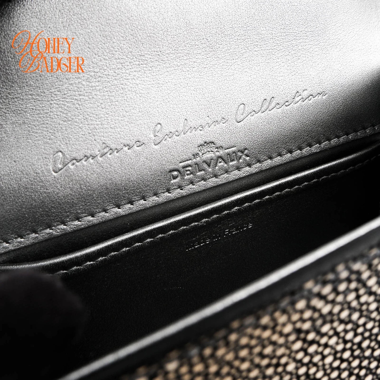 Delvaux Brillant Micro Golden Glory Stingray Leather Black Antique Gold Hardware Rank A