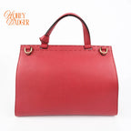Gucci GG Marmont Small Top Handle Grained Calfskin Red Antique Gold Hardware Rank AB