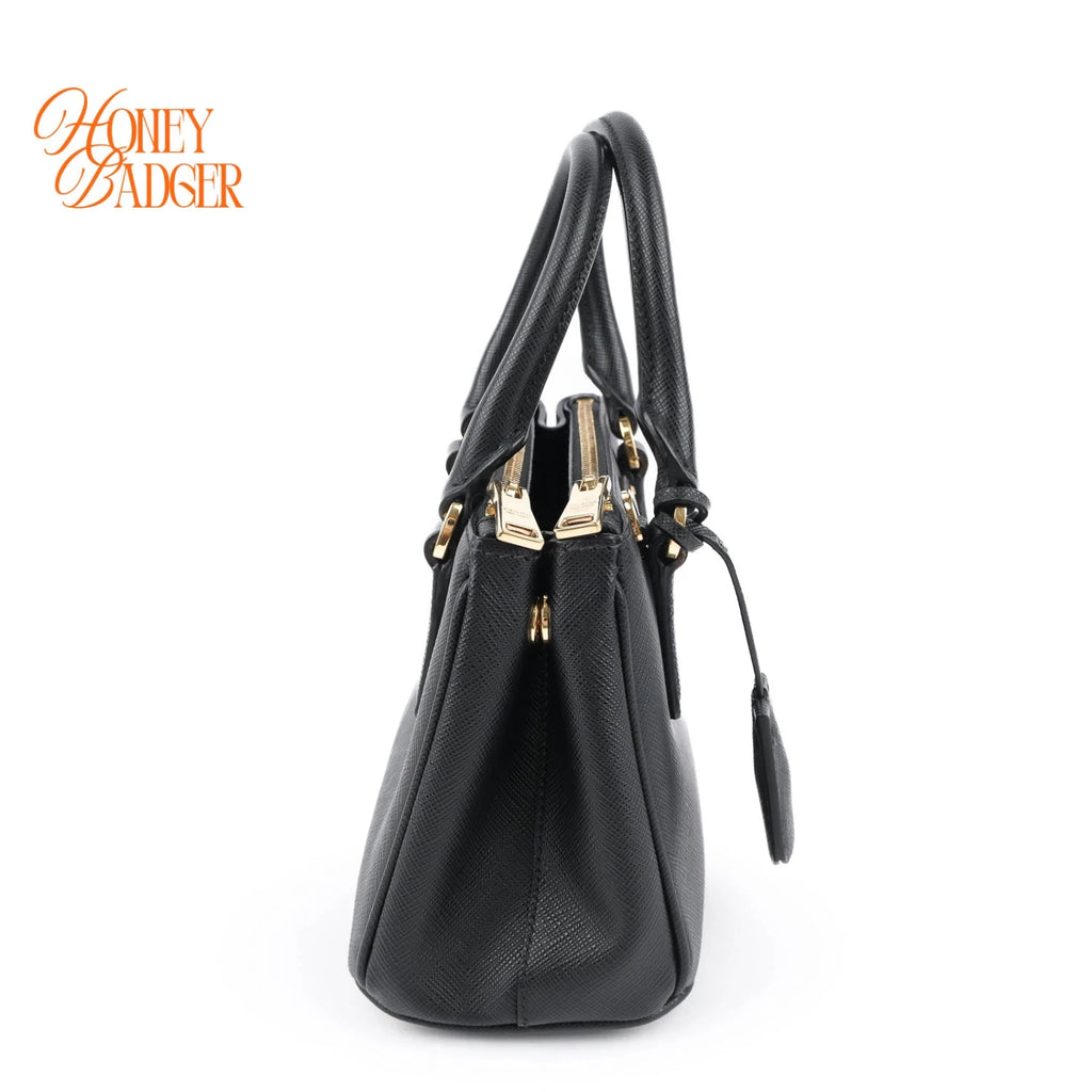 Prada Galleria Mini Saffiano Leather 2WAY Bag Black Nero