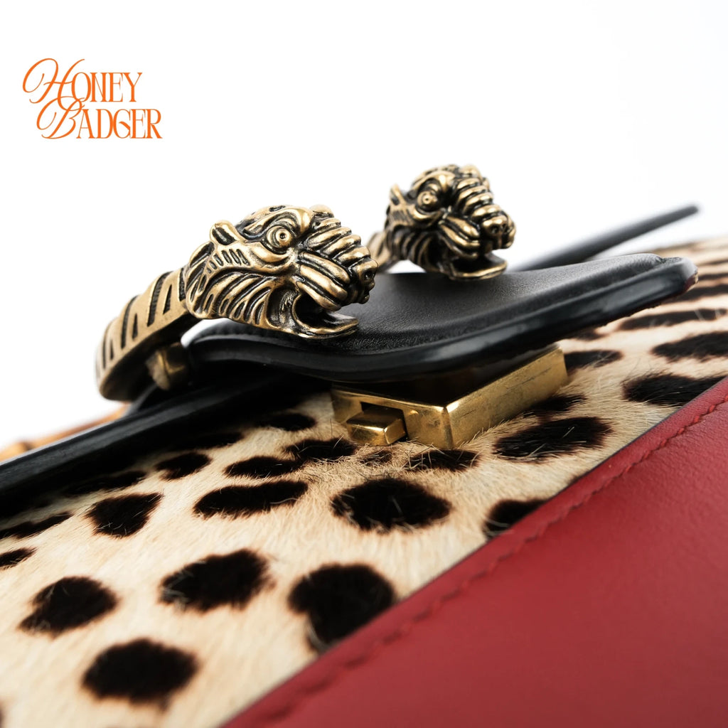 Gucci Dionysus Bamboo Top Handle Medium Leopard Calf Hair Multicolor Gold Hardware Rank A
