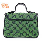 Gucci GG Marmont Mini Top Handle Canvas Green Silver Hardware Rank A