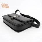 Saint Laurent Solferino Medium Brushed Leather Black Silver Hardware Rank A