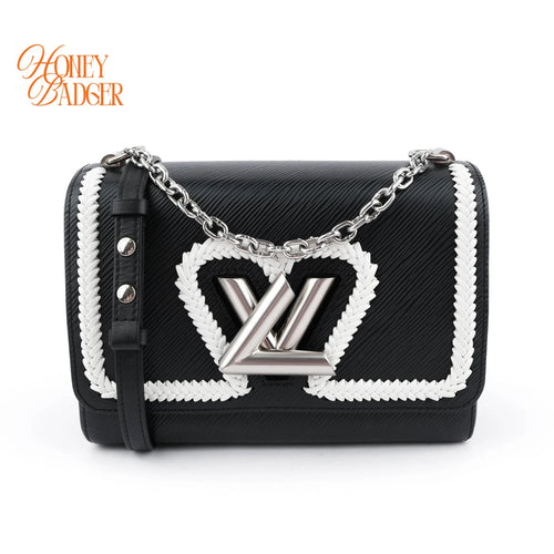 Louis Vuitton Twist MM Epi Leather Black White Braided Heart Rank A