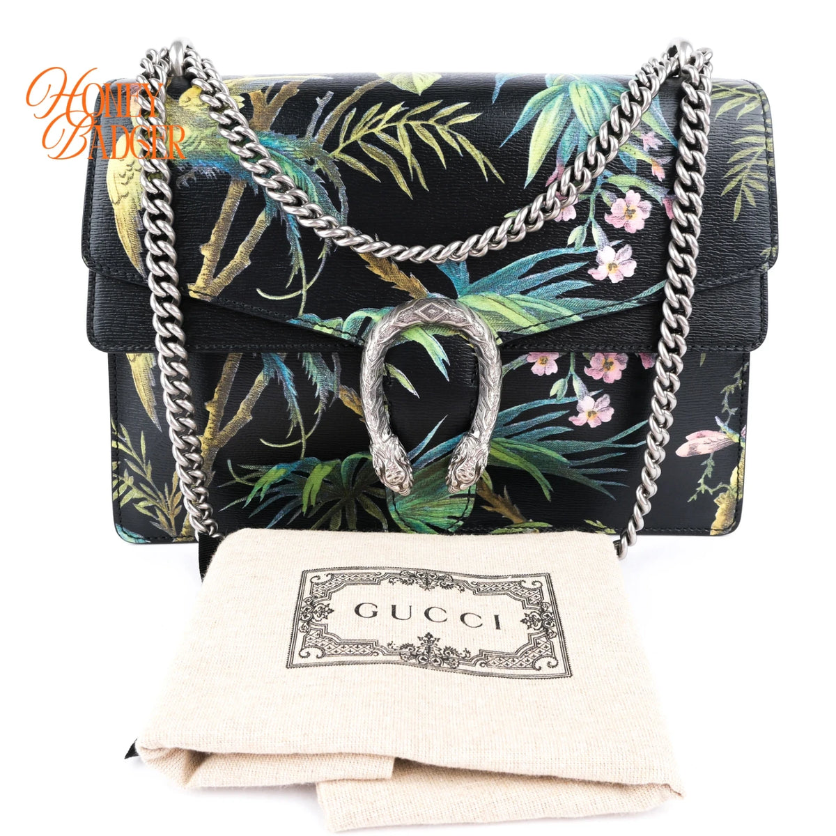 Gucci Dionysus Medium Tropical Print Leather Chain Shoulder Bag Rank A