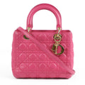 Christian Dior Lady Dior Medium Cannage Pink Leather 2-Way Handbag (Gold Hardware)