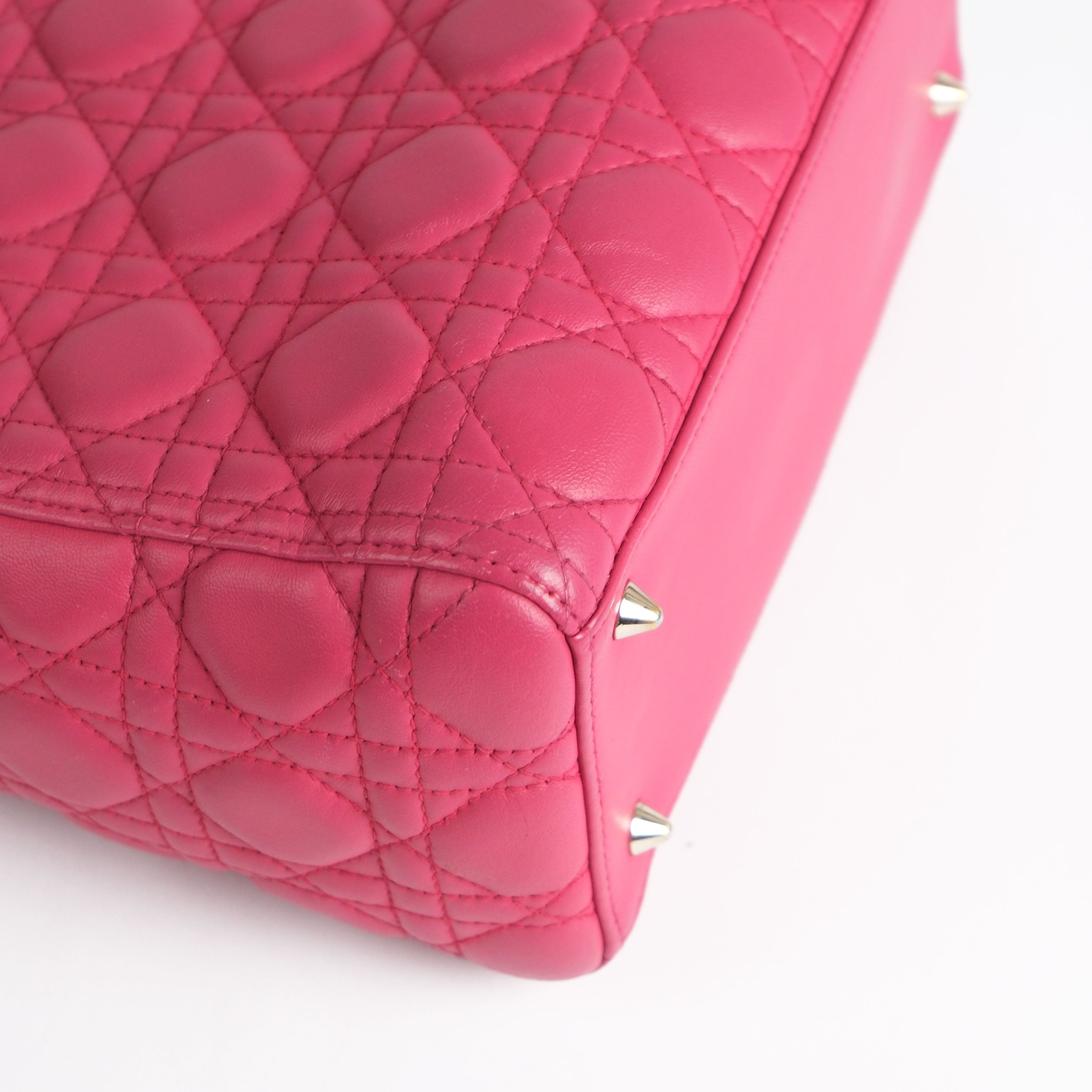 Christian Dior Lady Dior Medium Cannage Pink Leather 2-Way Handbag (Gold Hardware)