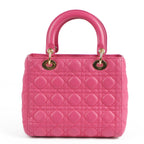 Christian Dior Lady Dior Medium Cannage Pink Leather 2-Way Handbag (Gold Hardware)