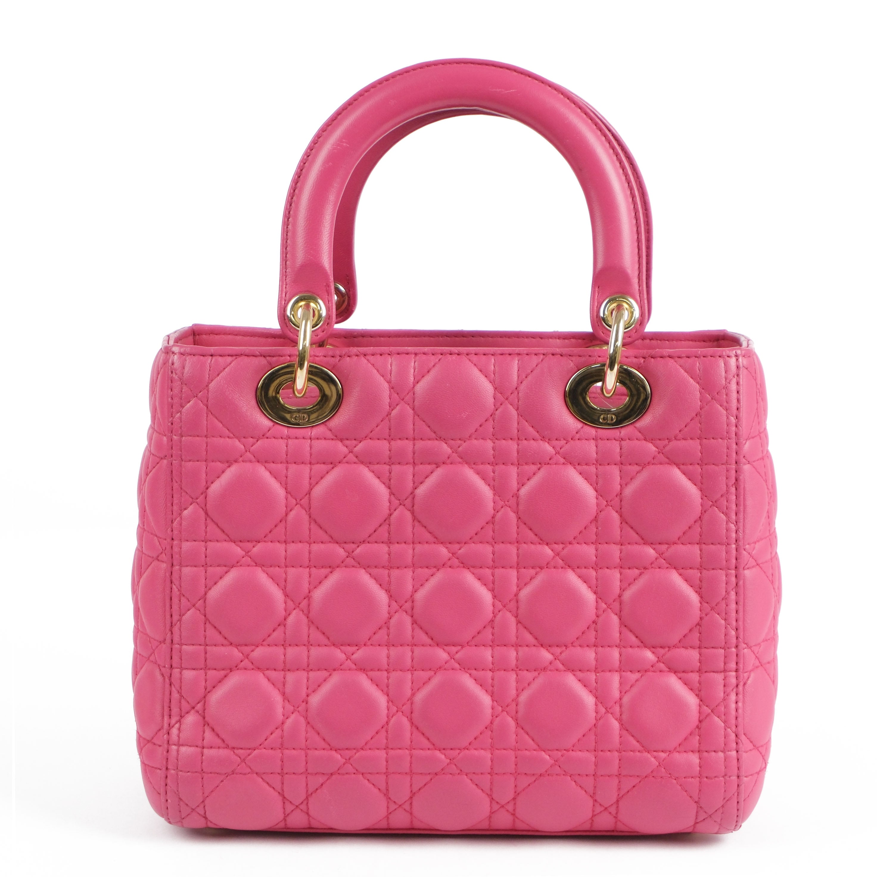 Christian Dior Lady Dior Medium Cannage Pink Leather 2-Way Handbag (Gold Hardware)