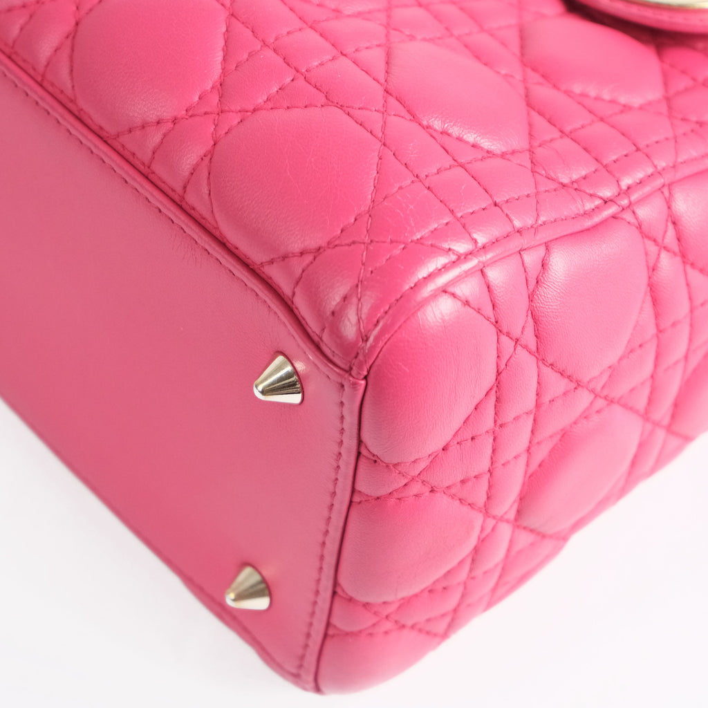 Christian Dior Lady Dior Medium Cannage Pink Leather 2-Way Handbag (Gold Hardware)