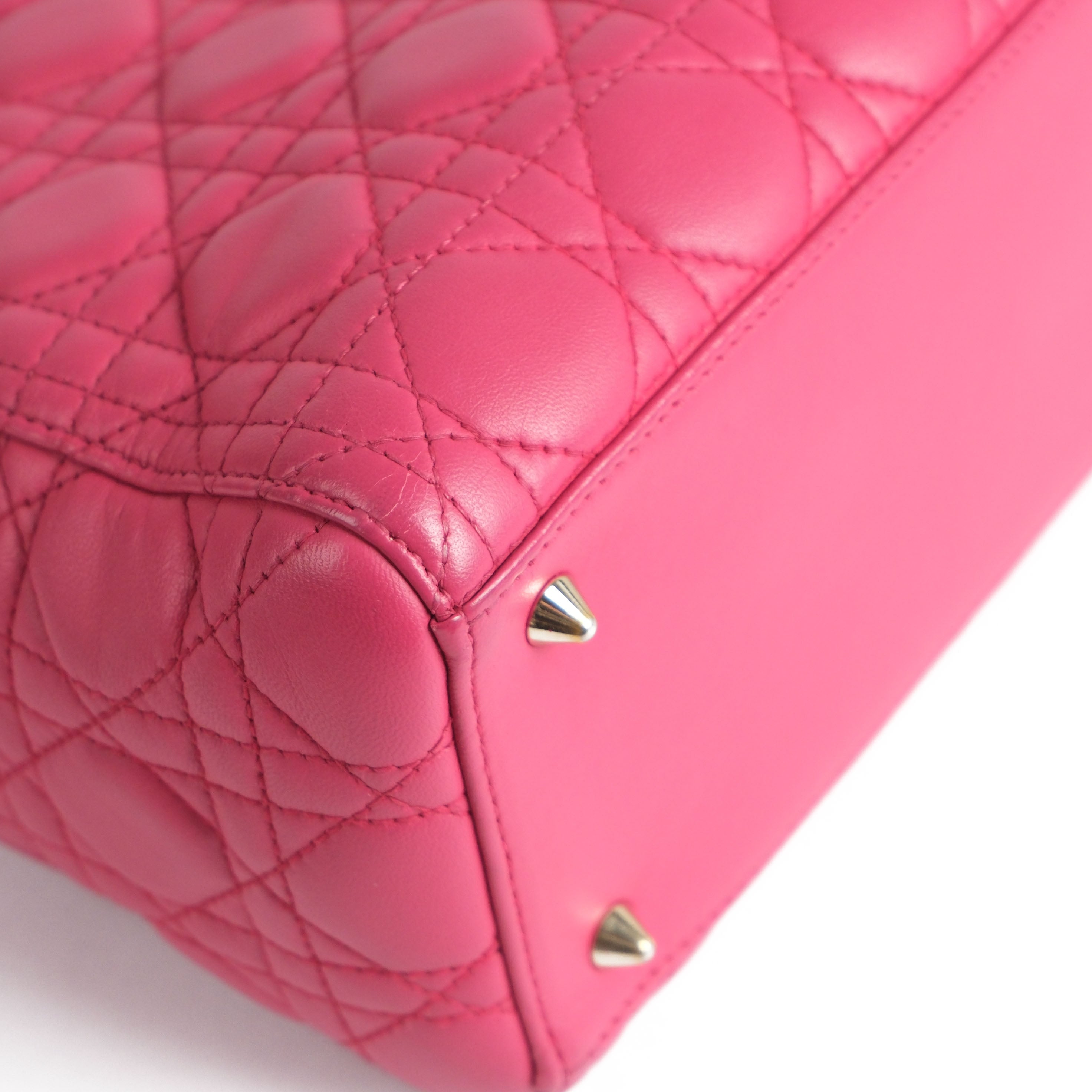 Christian Dior Lady Dior Medium Cannage Pink Leather 2-Way Handbag (Gold Hardware)