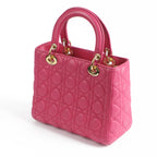 Christian Dior Lady Dior Medium Cannage Pink Leather 2-Way Handbag (Gold Hardware)