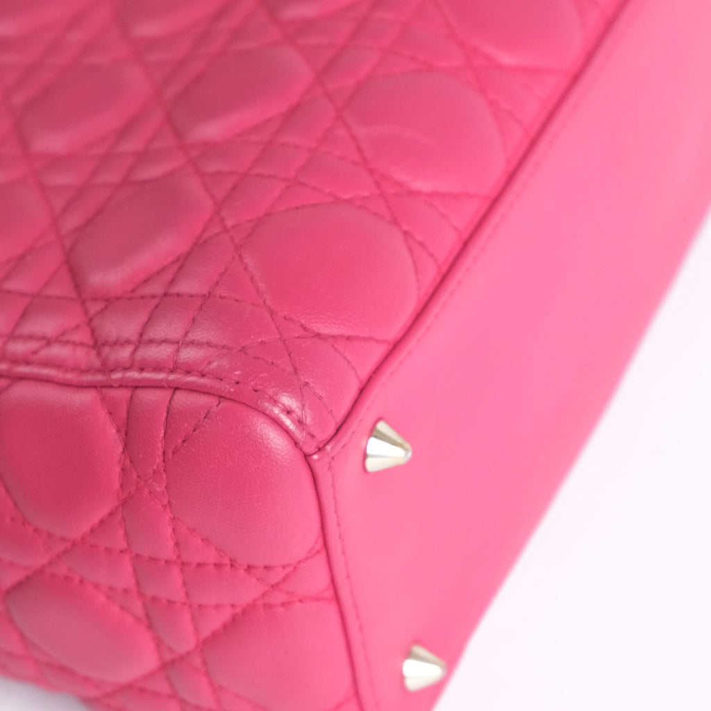 Christian Dior Lady Dior Medium Cannage Pink Leather 2-Way Handbag (Gold Hardware)